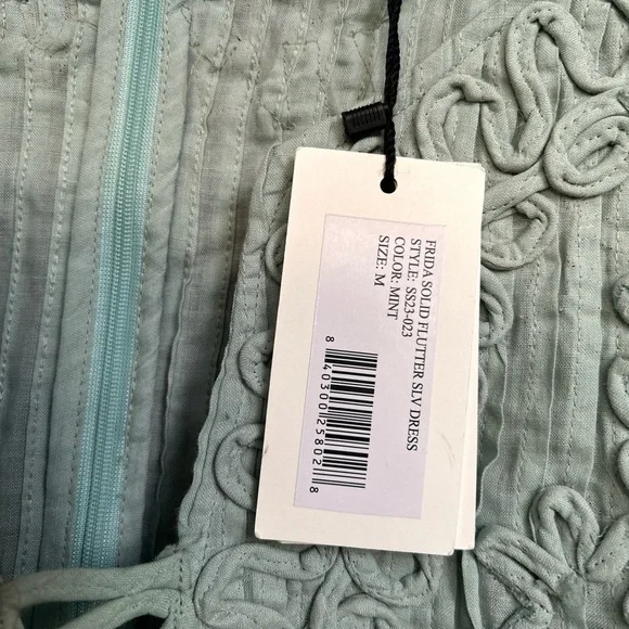 NWT SEA NEW YORK Frida mint green lined Flutter V-Neck Mini Dress M - Picture 4 of 12